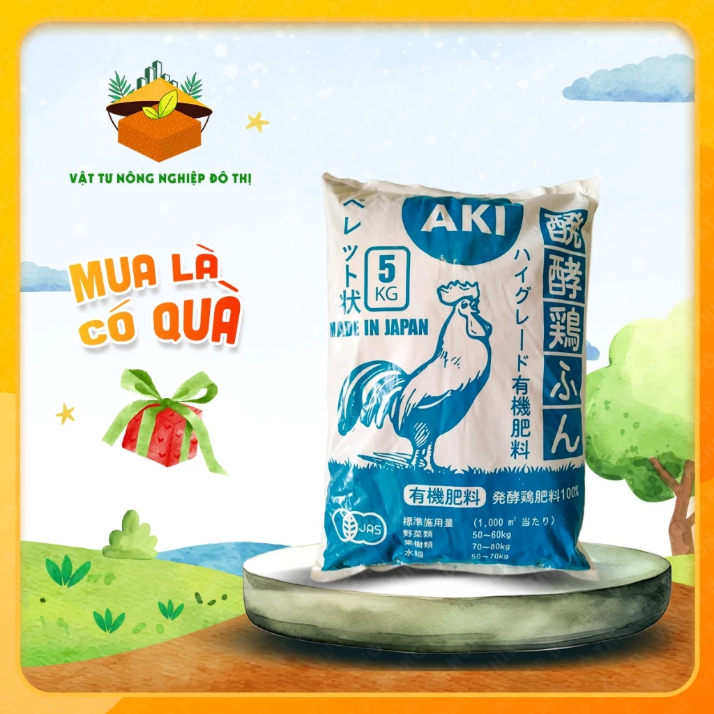 Túi 5Kg - Phân gà hữu cơ Nhật AKI SFARM | Độc quyền VTNN Đô Thị